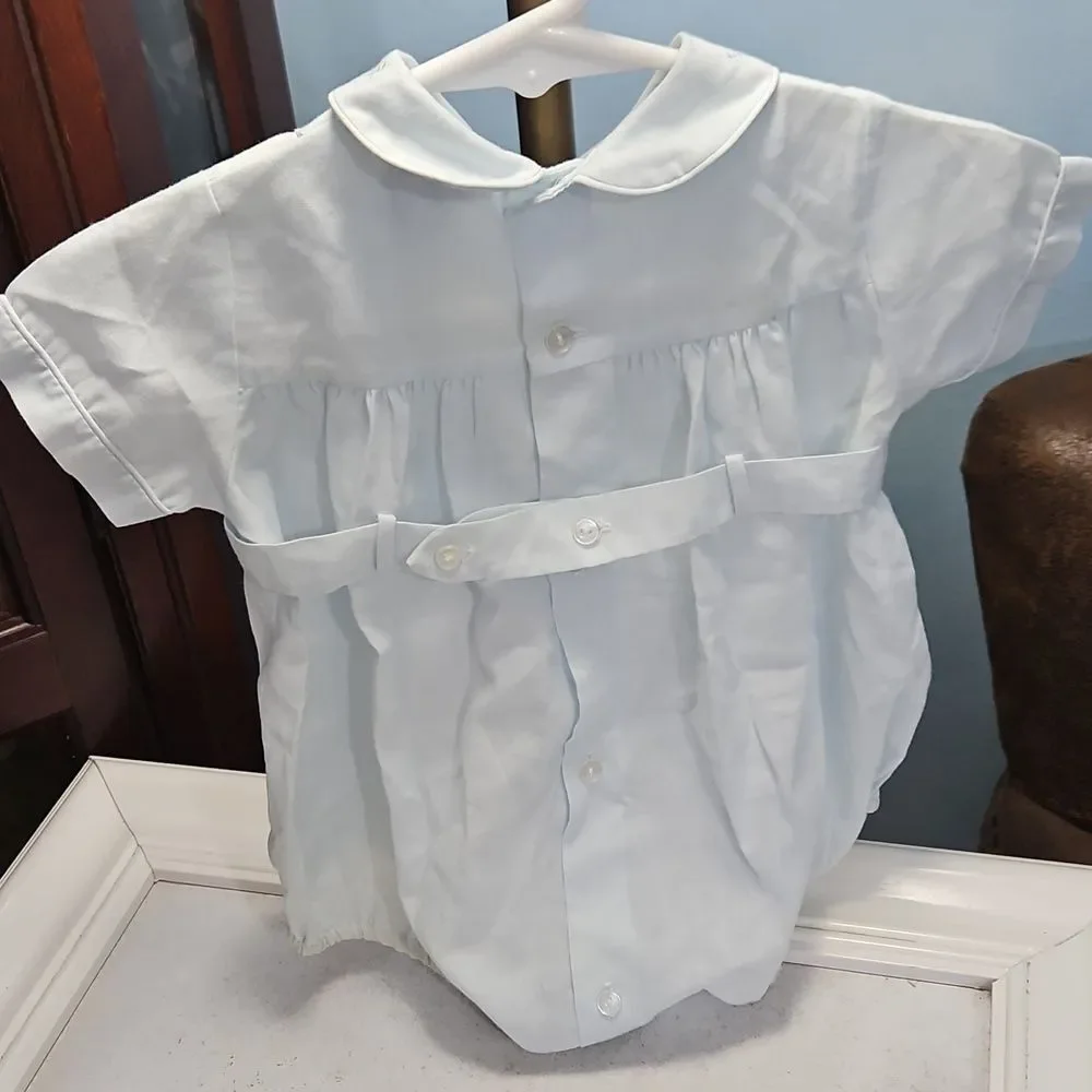 Carriage Boutique Light Blue Baby Romper Size 9 Months